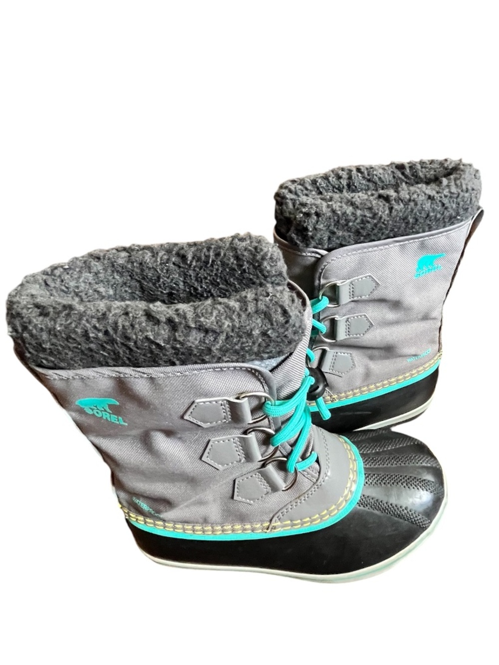 Sorel Little Boys’Gray Multi Lace Up Waterproof Insulated Fall/Winter Boots Sz-3